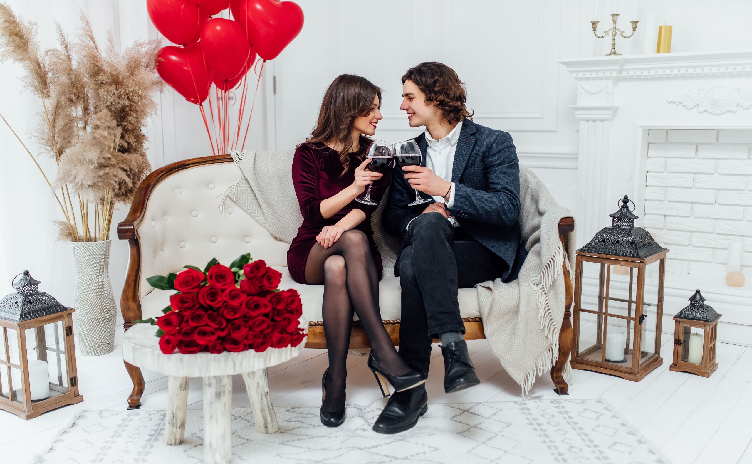 Valentine couple at home